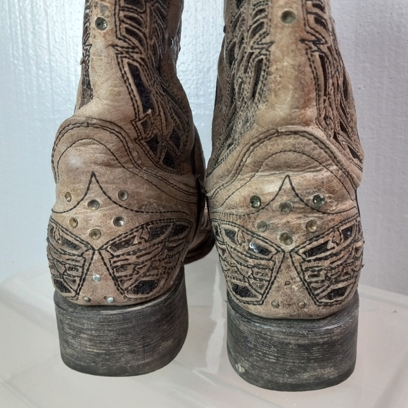 Corral 6.5 Womens Western Inlay Black Granite Butterfly Pattern Cowgirl Boots - Picture 4 of 14